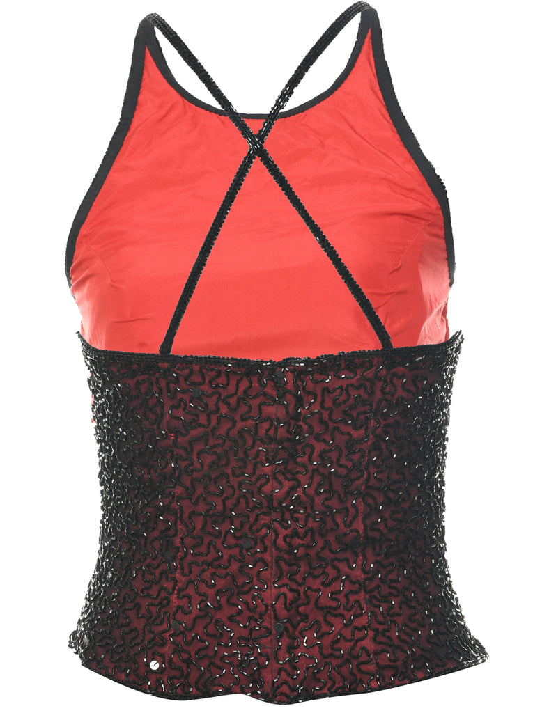 Silk Beaded Party Top - S