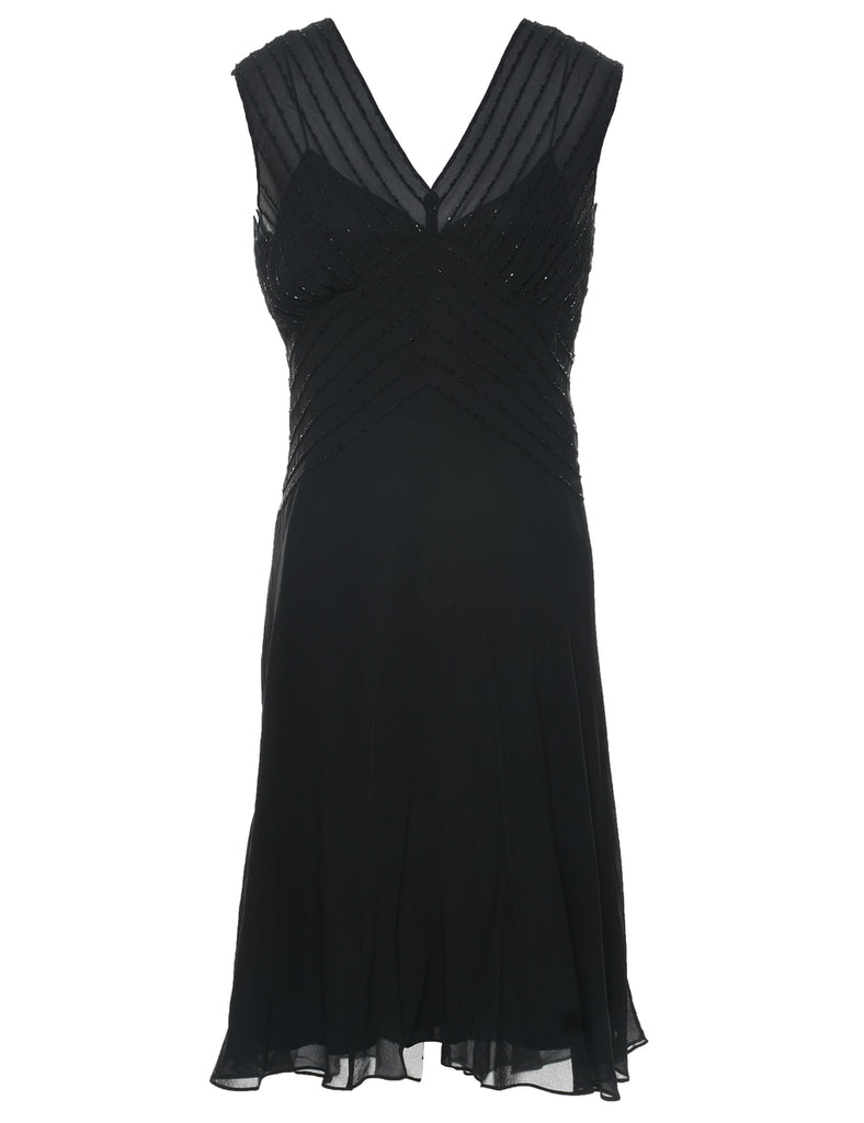Silk Black Evening Dress - M