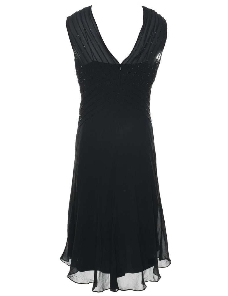 Silk Black Evening Dress - M