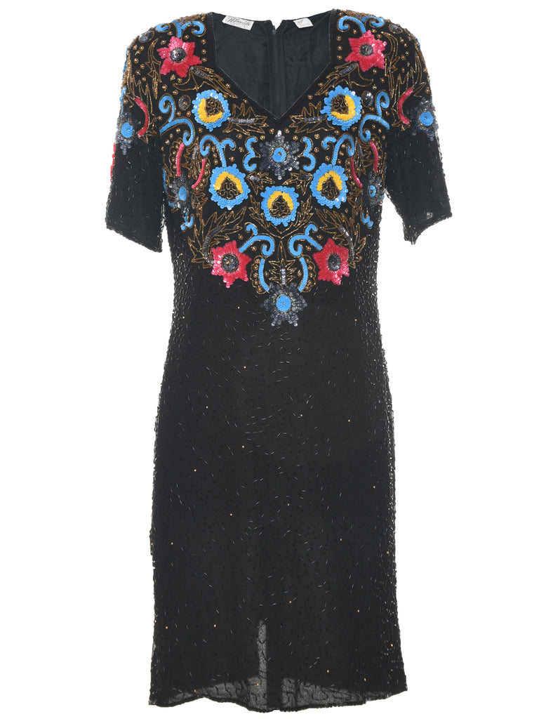 Silk Black Party Dress - XL