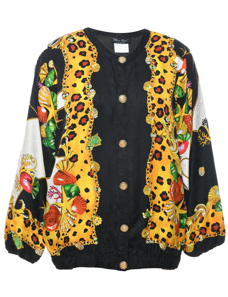 Silk Button Front Jacket - M