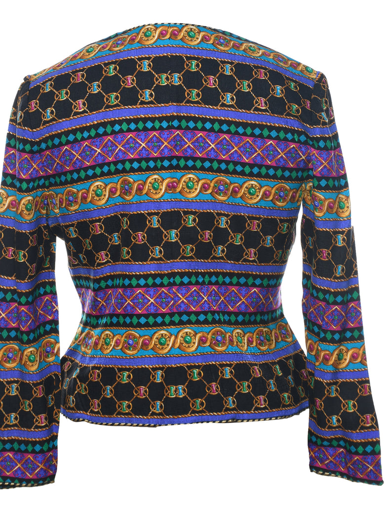 Silk Button Front Jacket - M