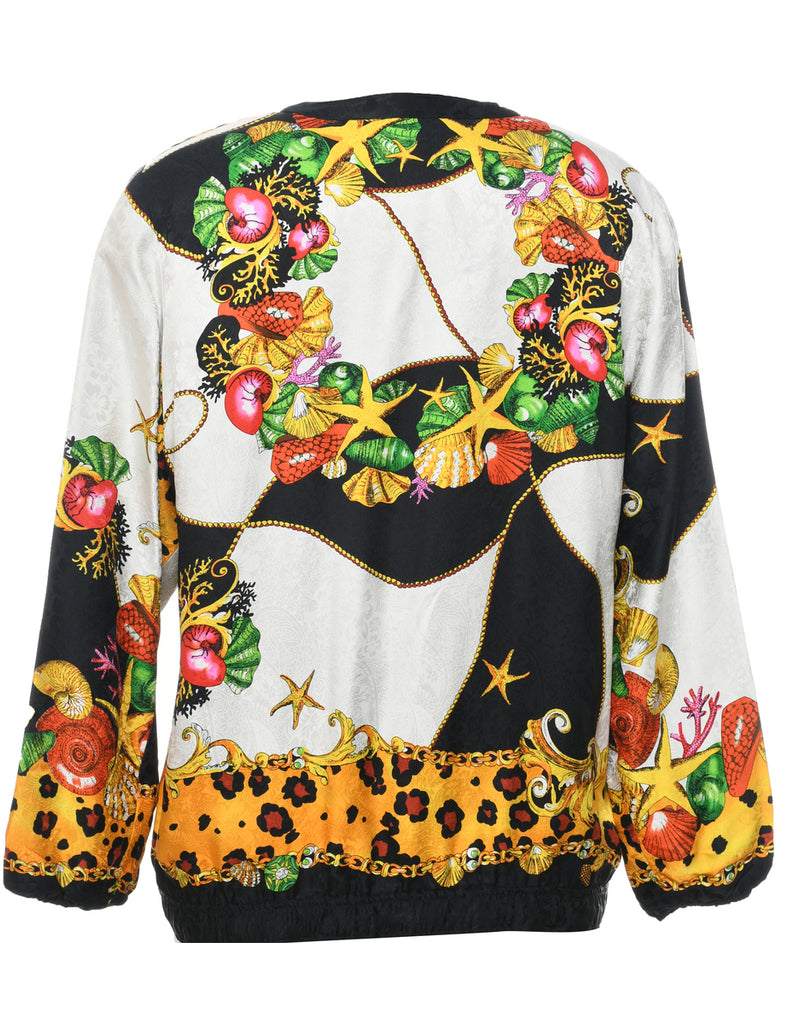 Silk Button Front Jacket - M