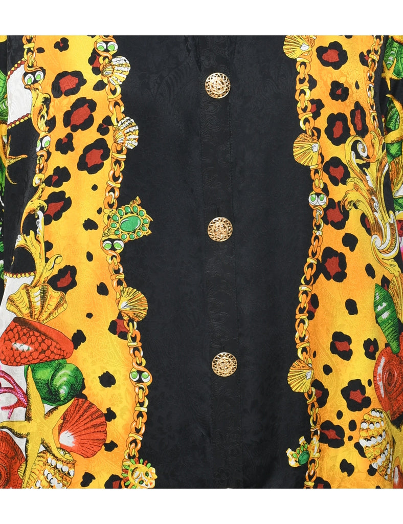 Silk Button Front Jacket - M