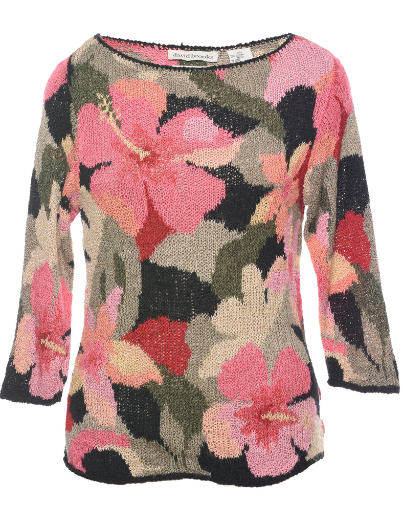 Silk Floral Knit Jumper - S