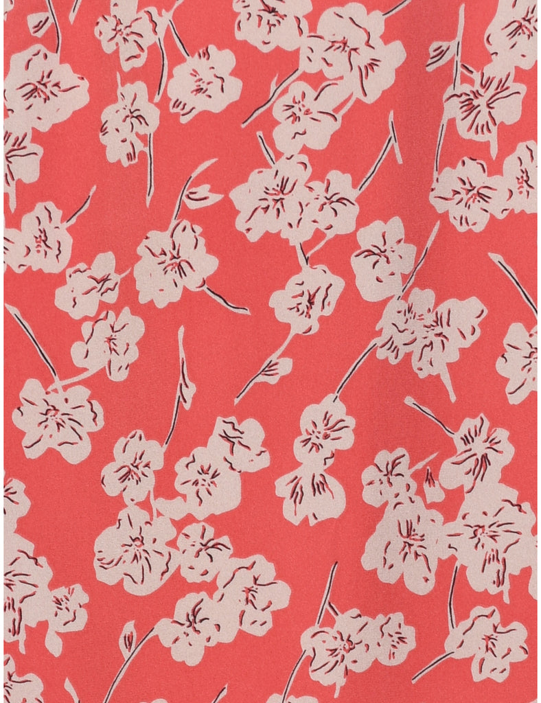 Silk Floral Pattern A-line Skirt - S