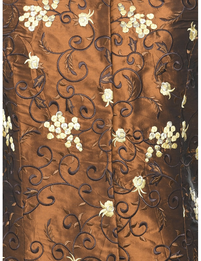 Silk Floral Pattern Evening Jacket - M