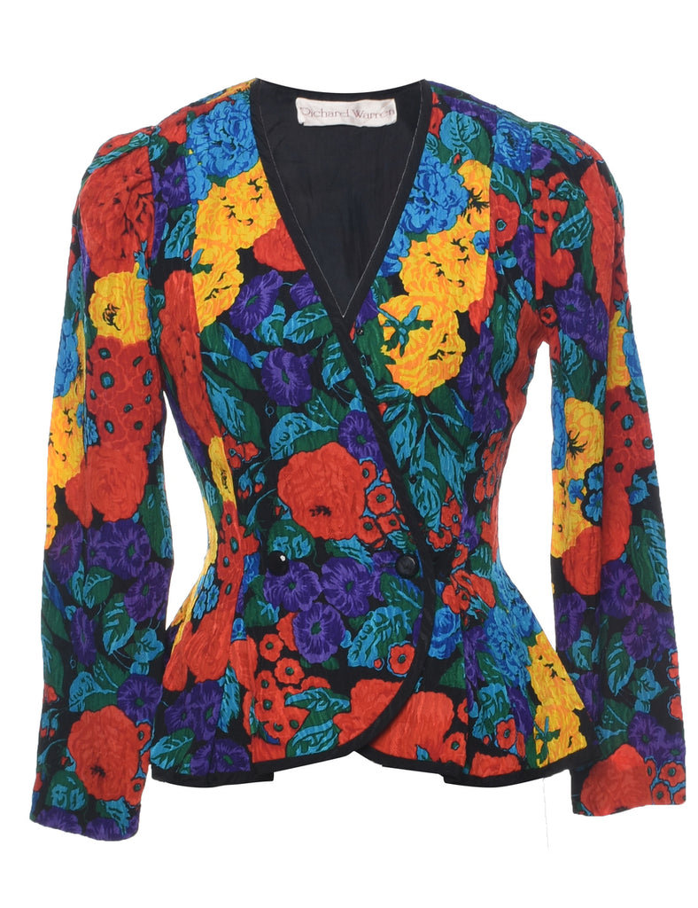 Silk Floral Pattern Jacket - S