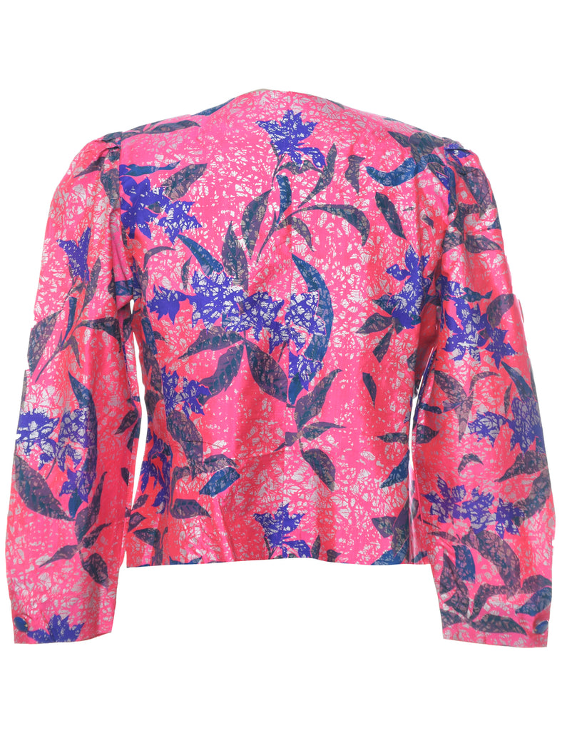 Silk Floral Pattern Jacket - L