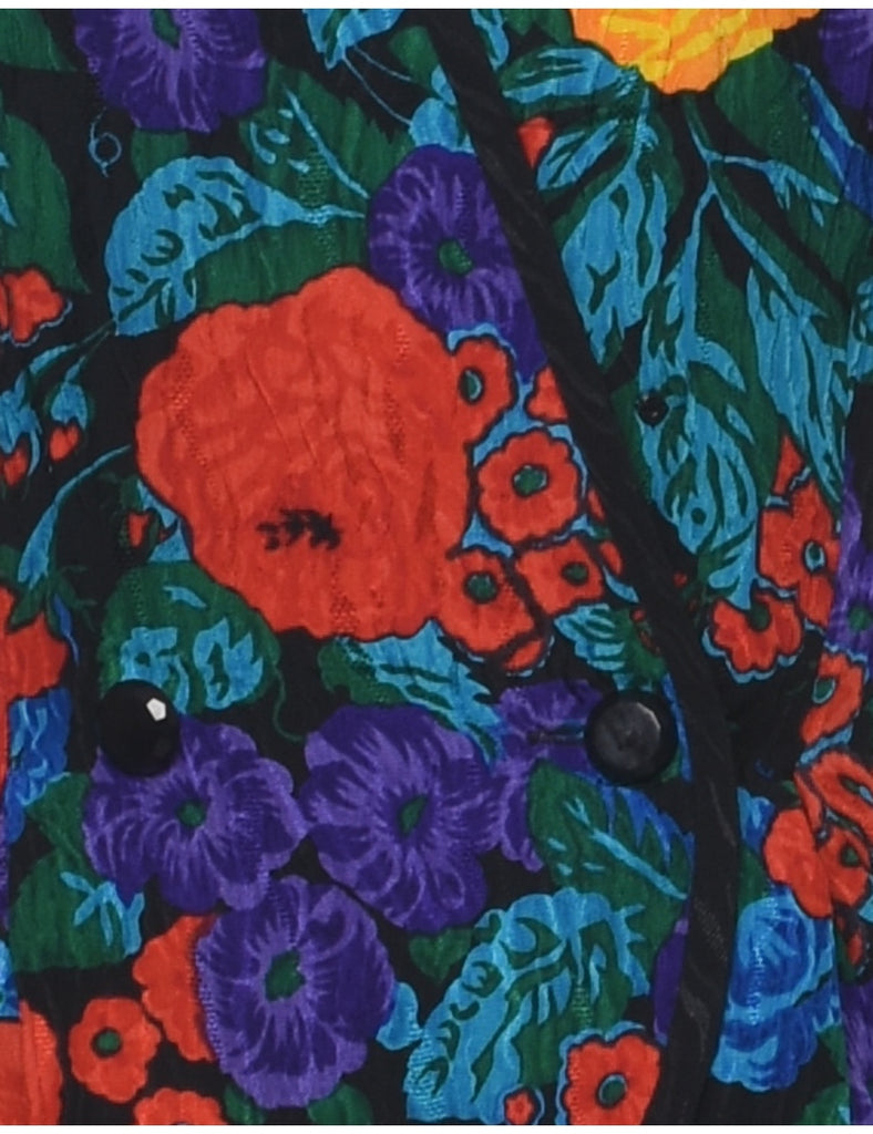 Silk Floral Pattern Jacket - S