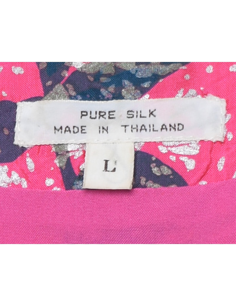 Silk Floral Pattern Jacket - L