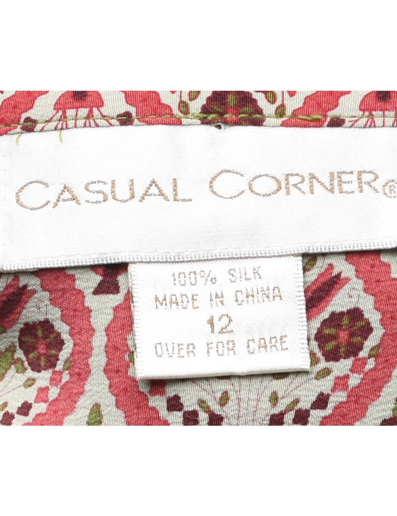 Silk Floral Pattern Maxi Skirt - M