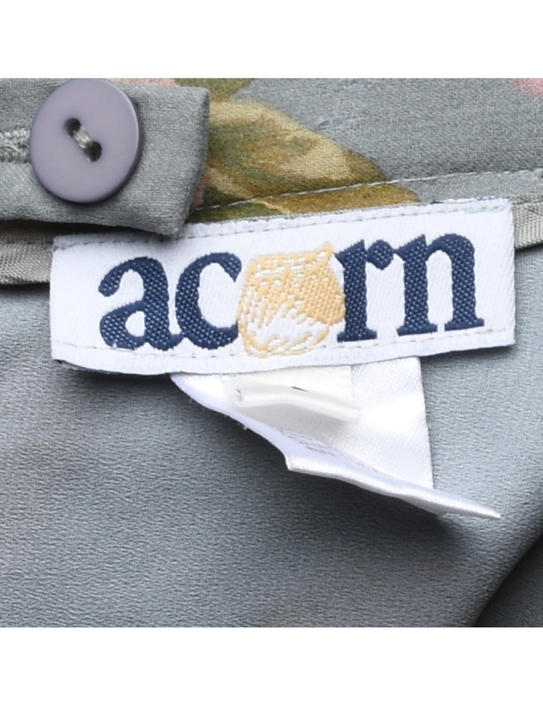 Silk Floral Pattern Maxi Skirt - M