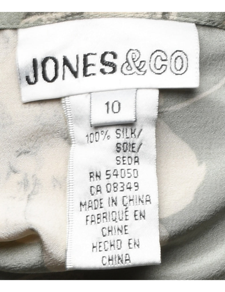 Silk Floral Pattern Maxi Skirt - M