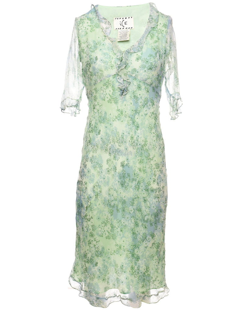 Silk Floral Print Dress - S