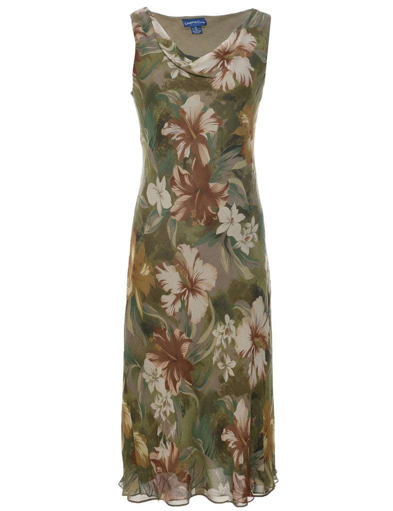 Silk Floral Print Dress - S