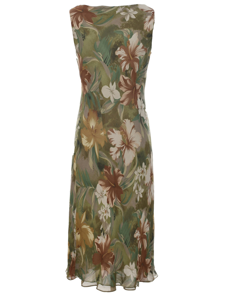 Silk Floral Print Dress - S