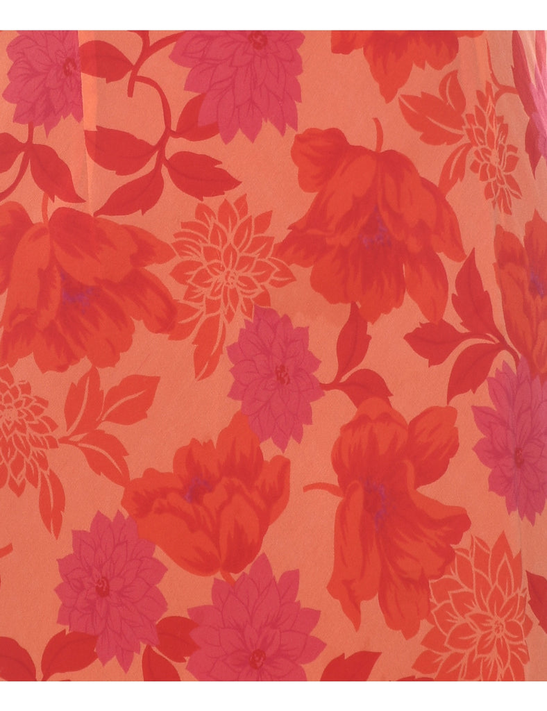 Silk Floral Print Dress - XL
