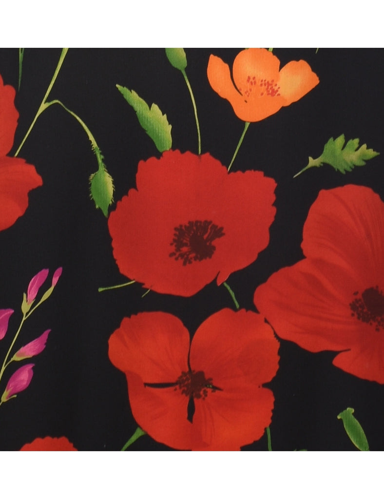 Silk Floral Print Maxi Dress - M