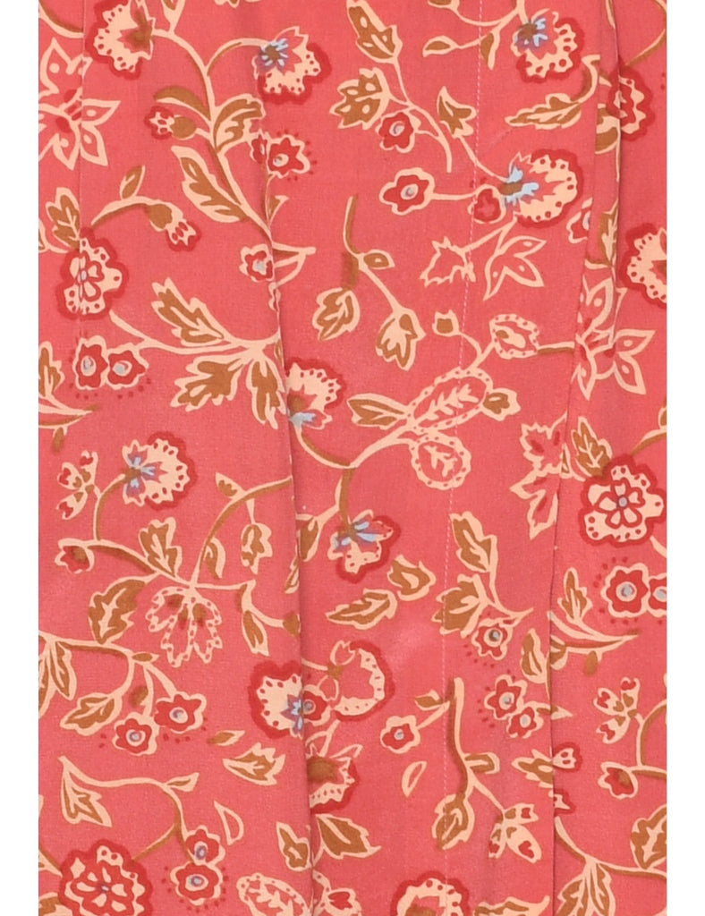 Silk Floral Print Wrap Dress - M