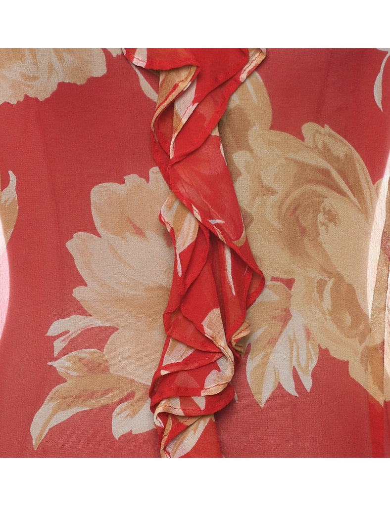 Silk Floral Printed Top - L