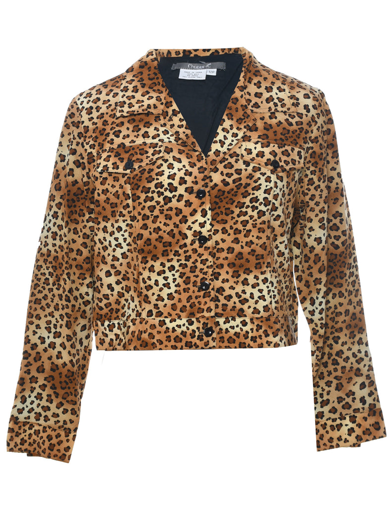 Silk Leopard Print Jacket - L