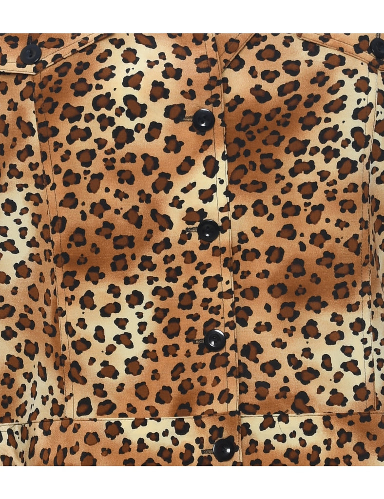 Silk Leopard Print Jacket - L