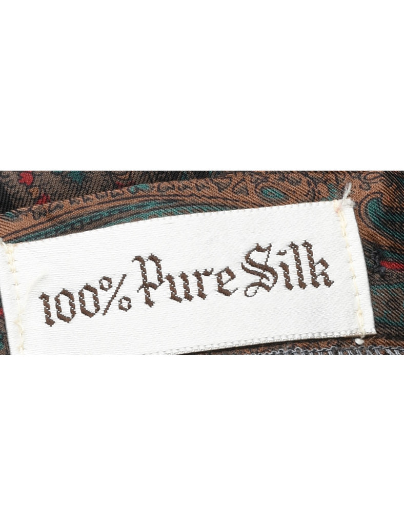 Silk Paisley Print Pleated Skirt - S