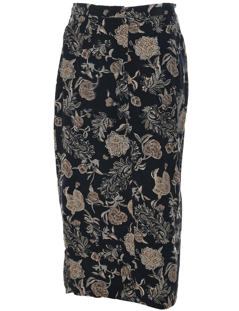 Silk Pencil Shape Maxi Skirt - M