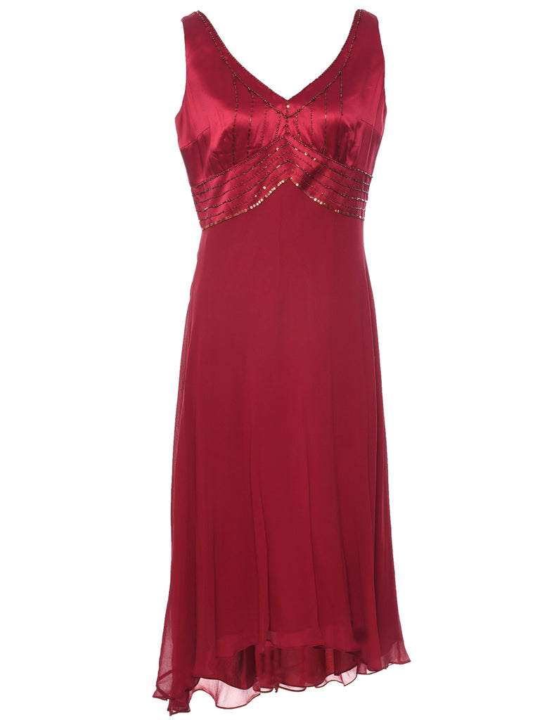 Silk Plum Evening Dress - M