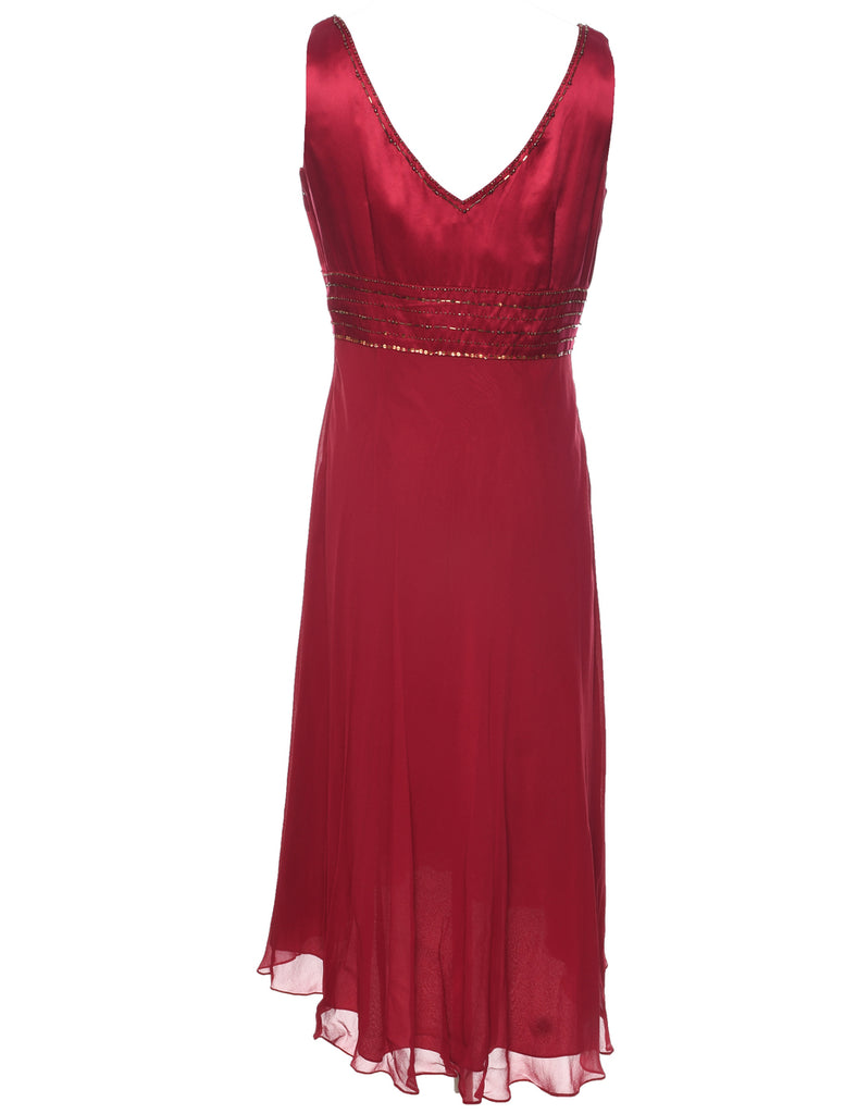 Silk Plum Evening Dress - M