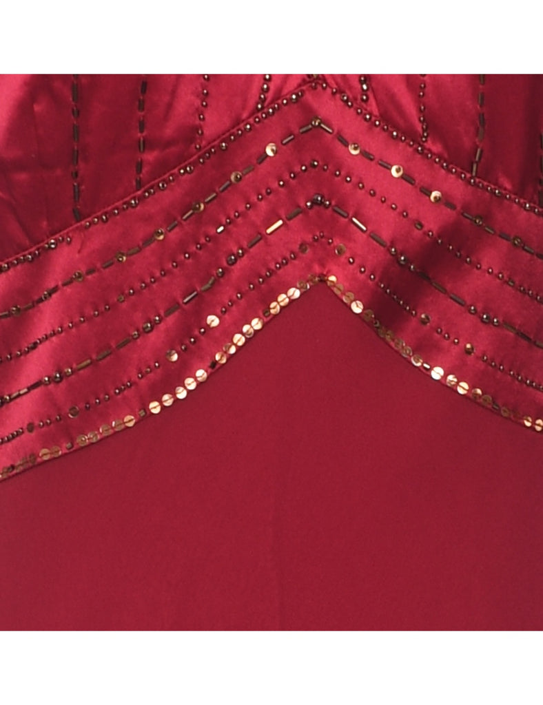Silk Plum Evening Dress - M