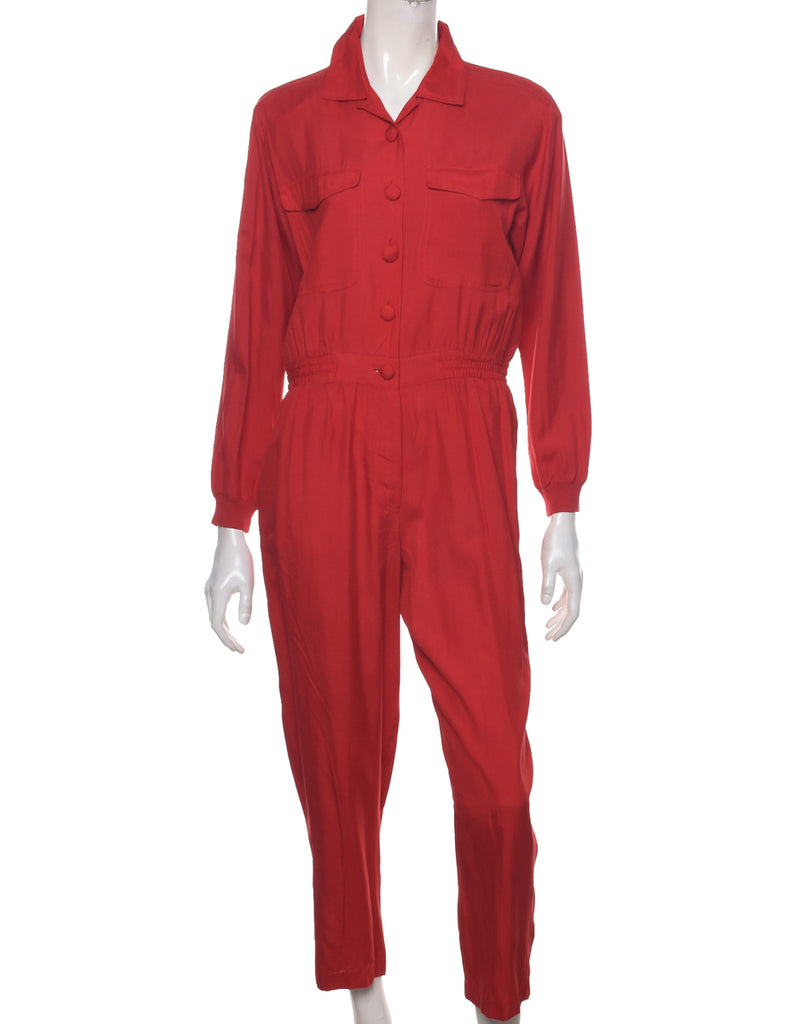 Silk Red Jumpsuit - L