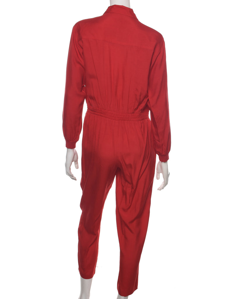 Silk Red Jumpsuit - L