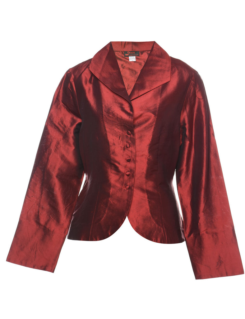 Silk Red Metallic Evening Jacket - L