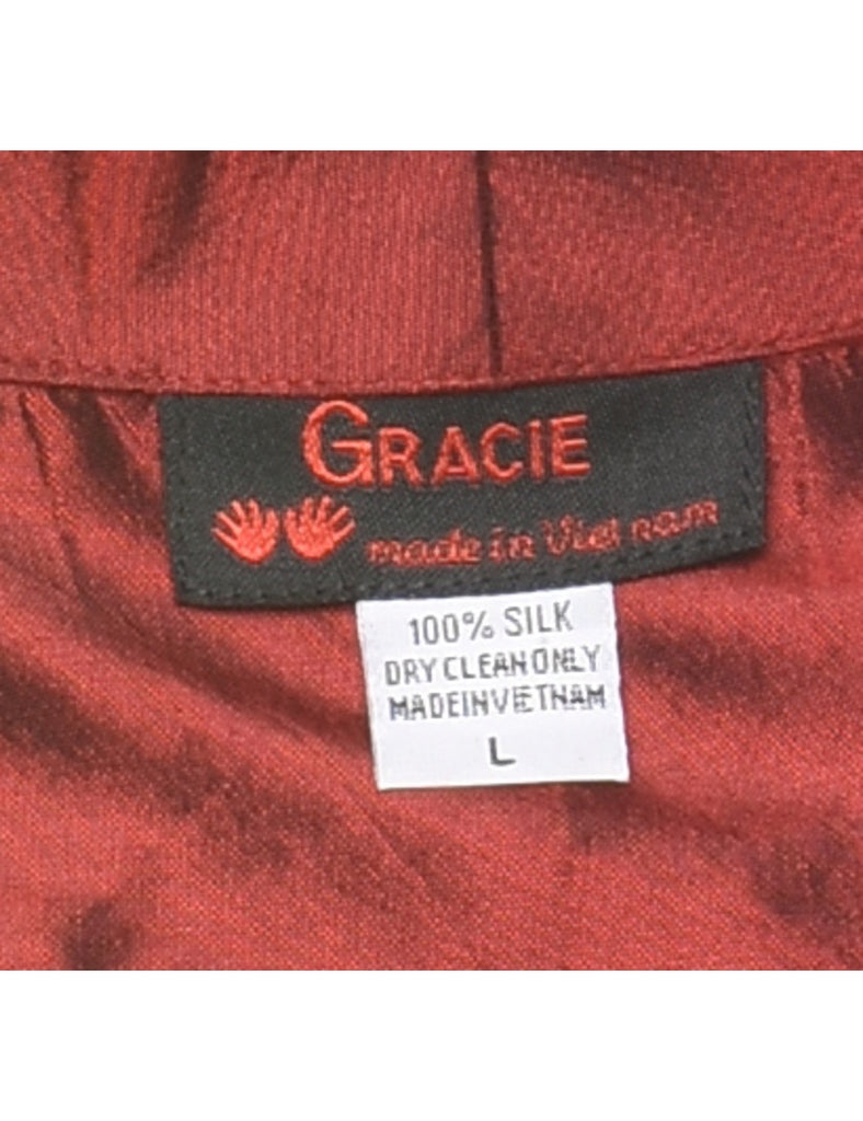 Silk Red Metallic Evening Jacket - L