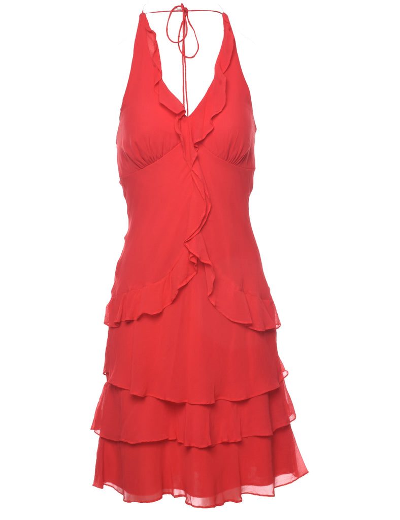 Silk Red Tiered Dress - XS