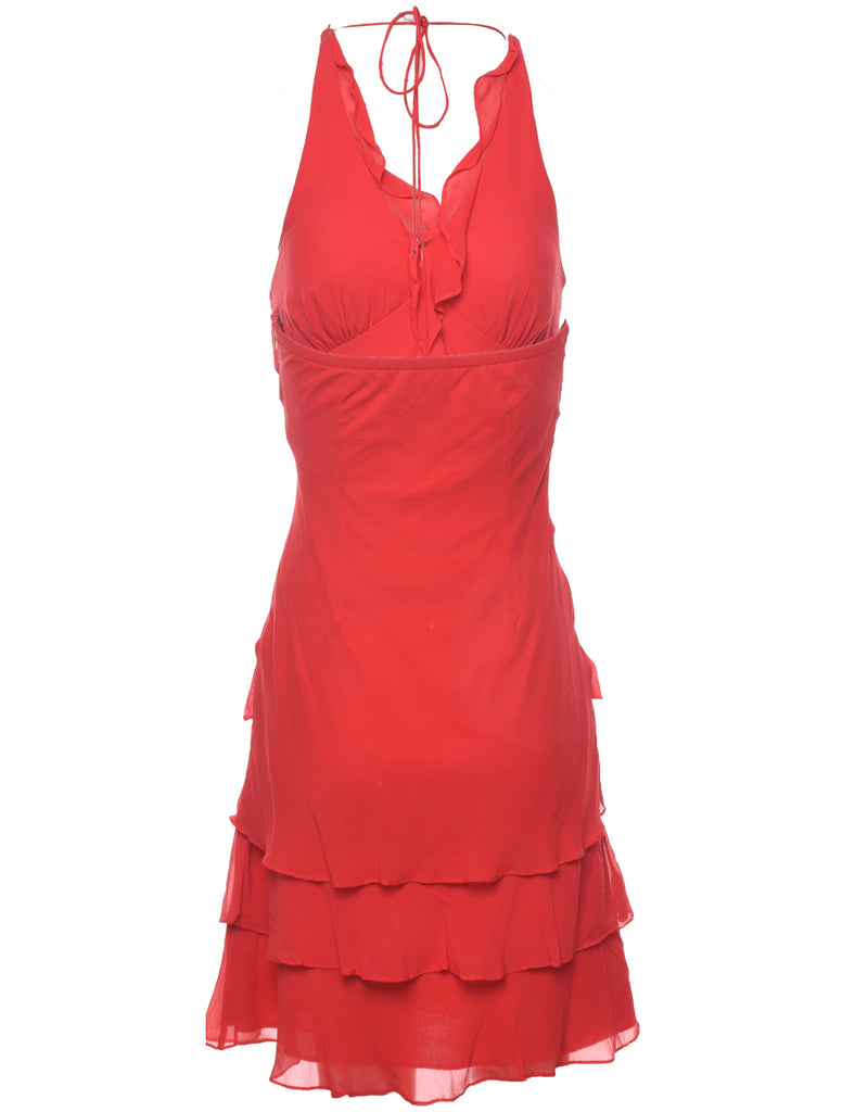 Silk Red Tiered Dress - XS