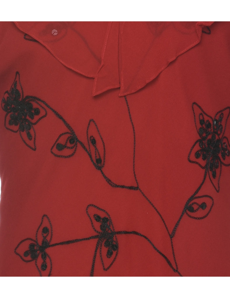 Silk Red Top - L