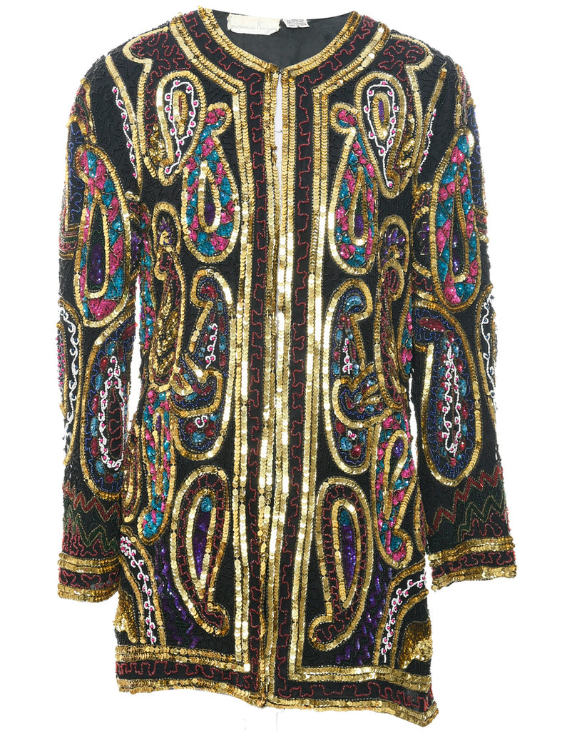 Silk Sequined Evening Jacket - S