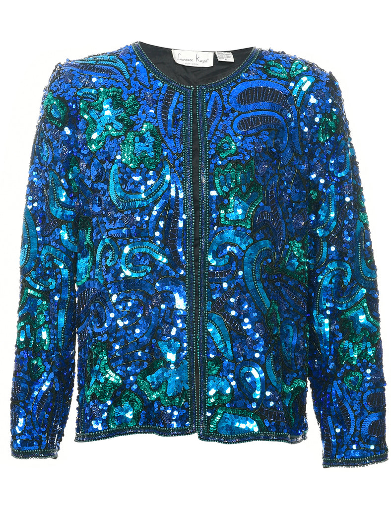 Silk Sequined Evening Jacket - L