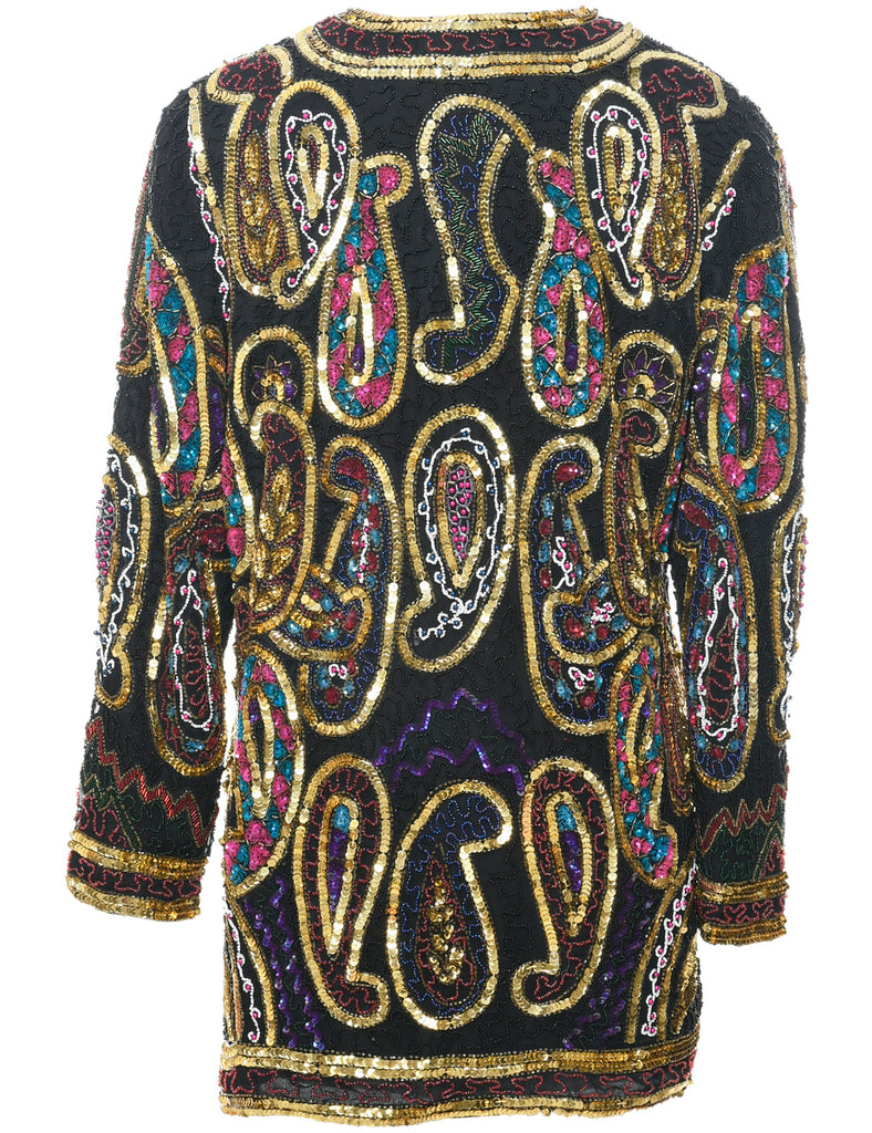 Silk Sequined Evening Jacket - S