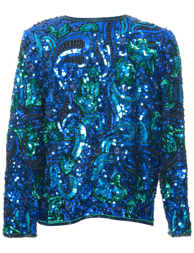 Silk Sequined Evening Jacket - L