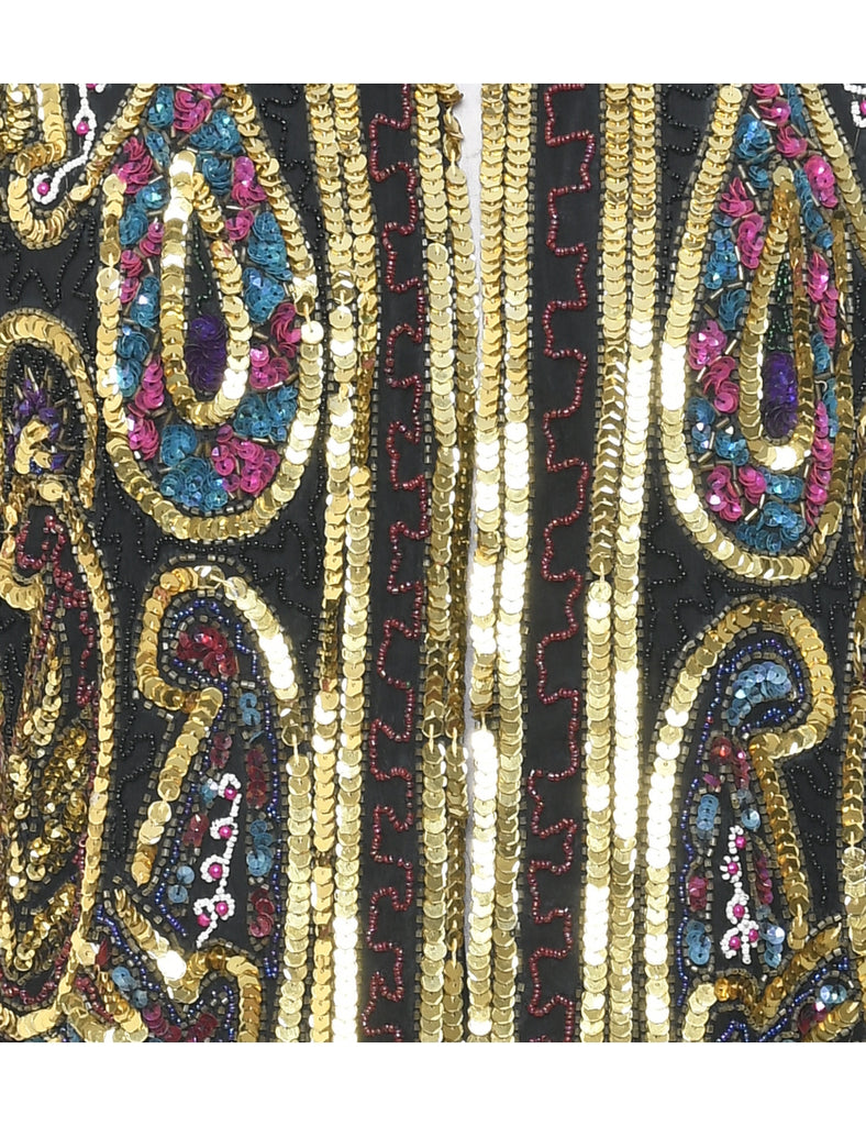 Silk Sequined Evening Jacket - S