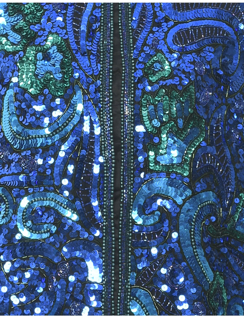 Silk Sequined Evening Jacket - L