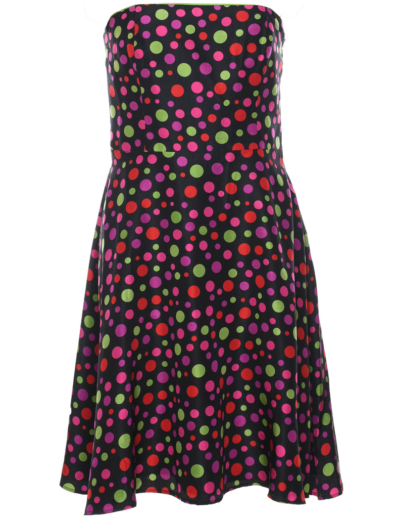 Silk Strapless Polka Dot Dress - L