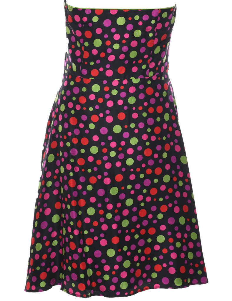 Silk Strapless Polka Dot Dress - L