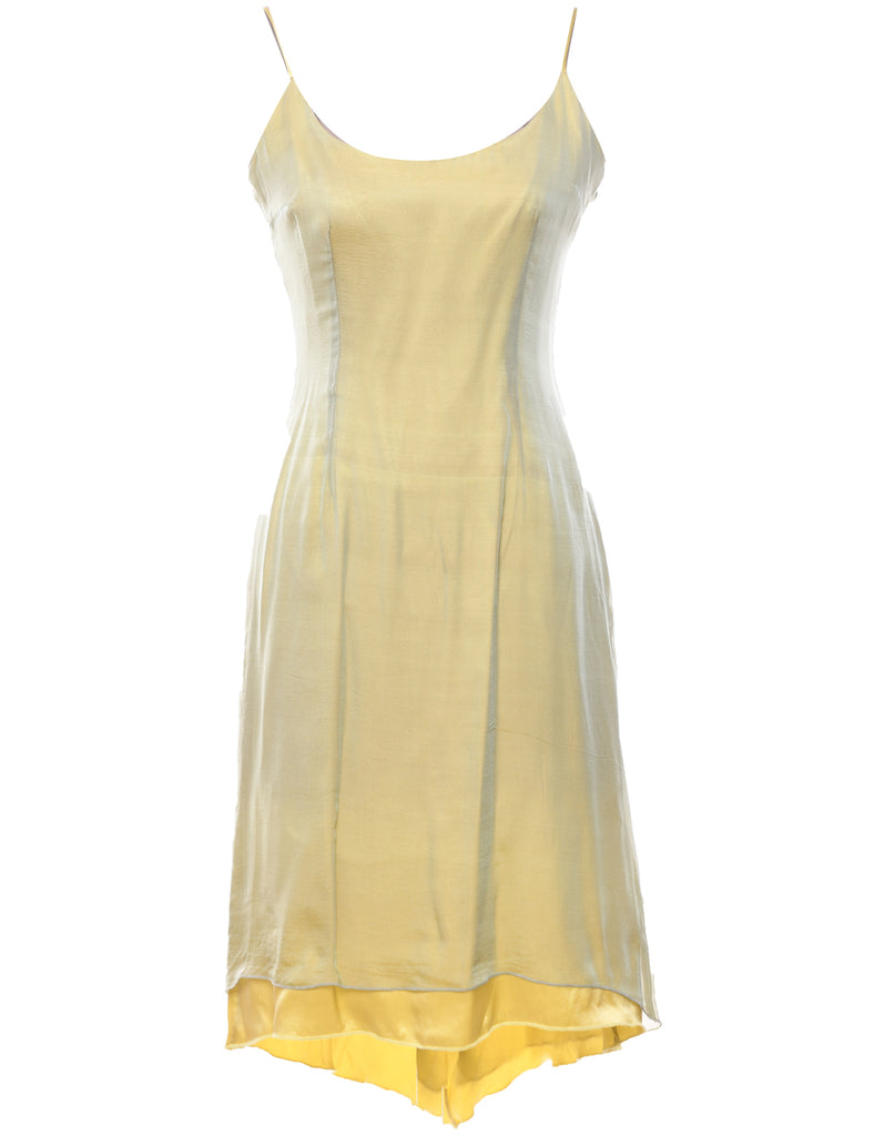 Silk Y2K Yellow Strappy Evening Dress - M