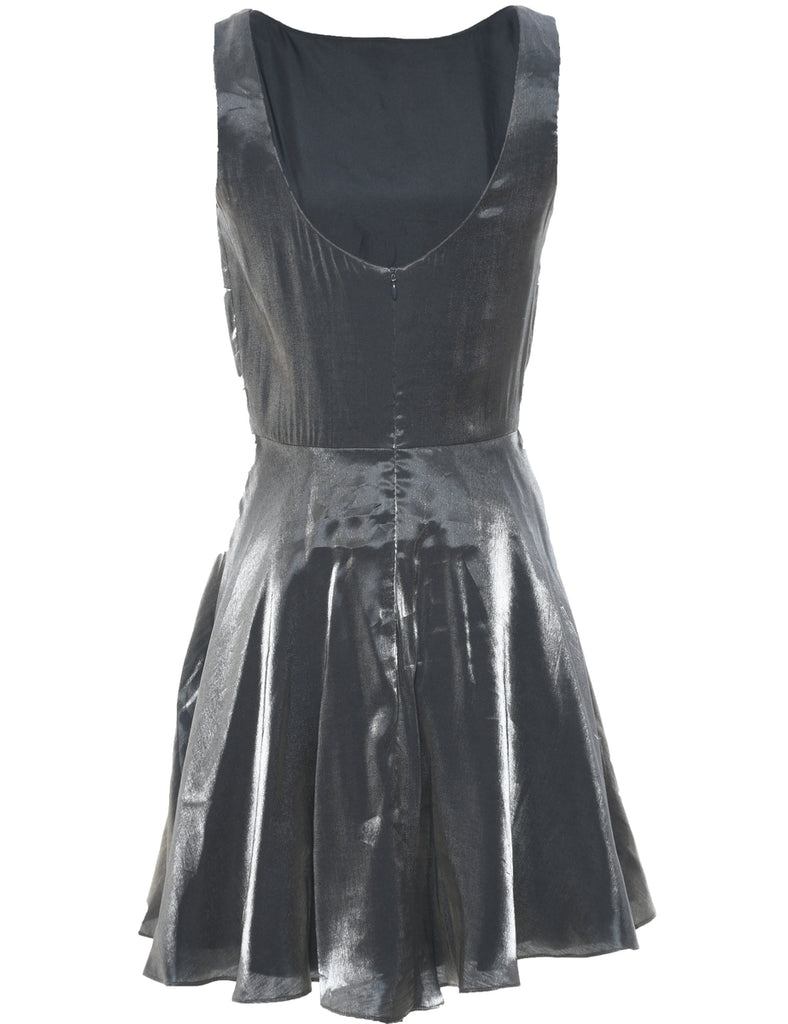 Silver Metallic Sparkly Evening Dress - M