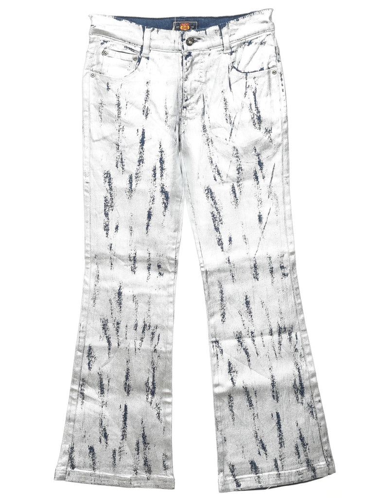 Silver Patterned Bootcut Jeans - W26 L27